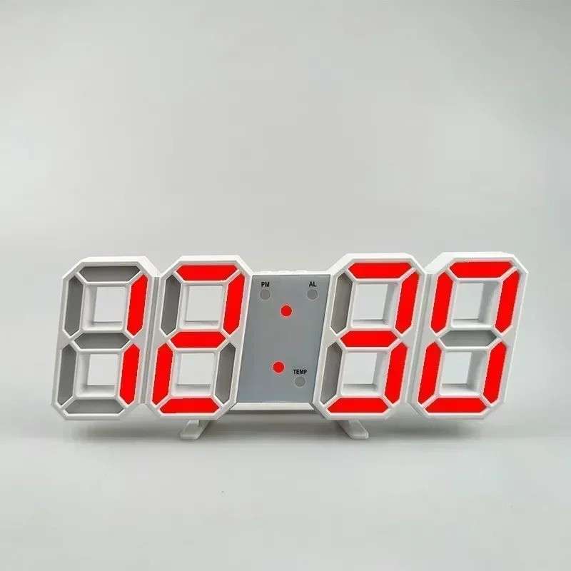 3D LED Digital Wall Clock With Red Display